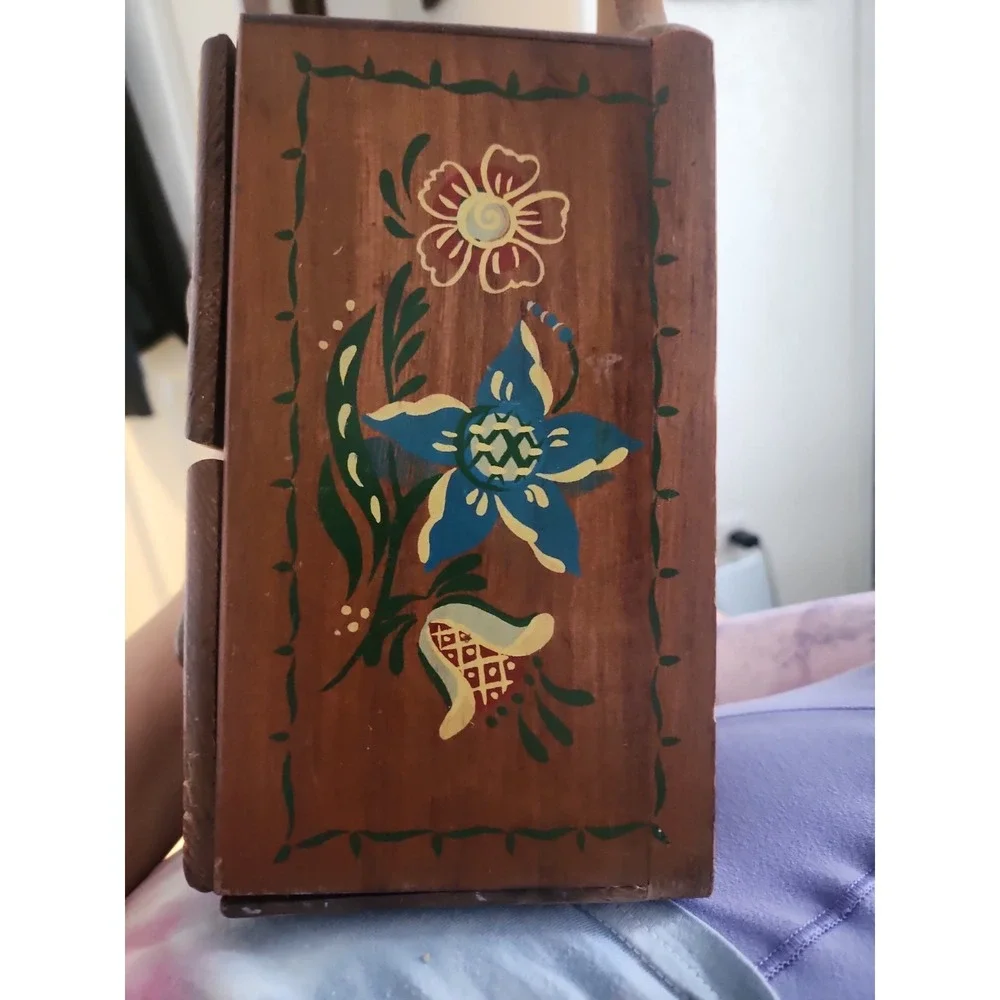 Vtg Folk Art Hand Painted Mini Two Drawer Wood Hanging Shelf A.A. Import Taiwan